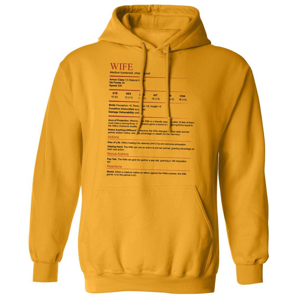 Wife White Classic Unisex Hoodie - Gold - 12