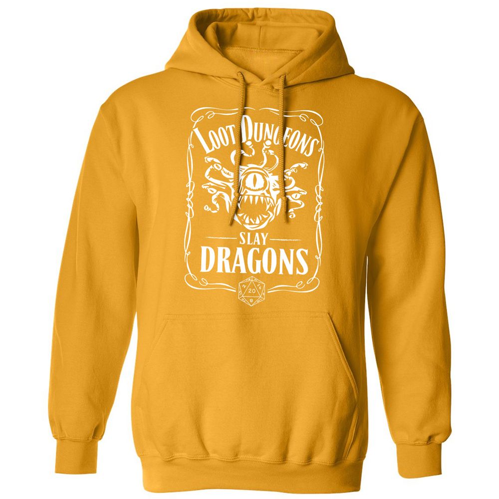 Loot Dungeon Slay Dragons Classic Unisex Hoodie - Gold - 12