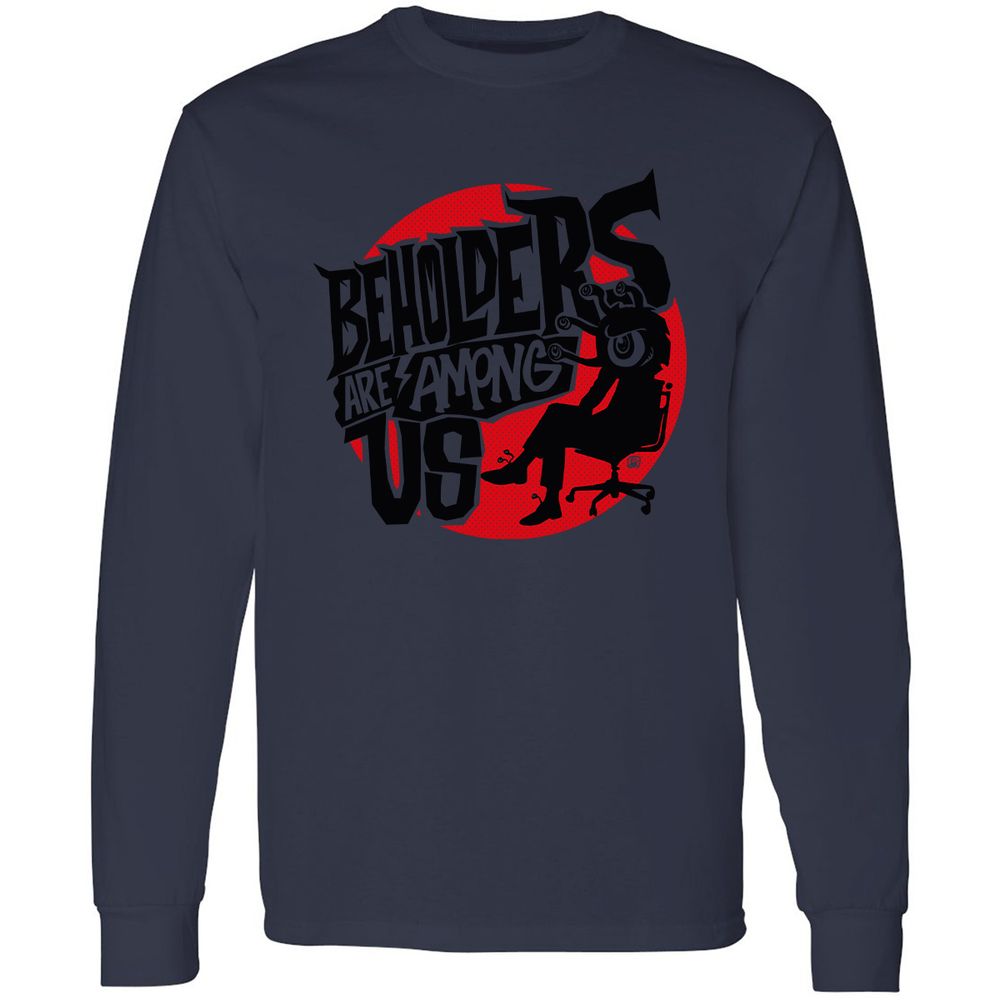 Beholders Are Among Us Long Sleeve T-Shirt - Navy - 12