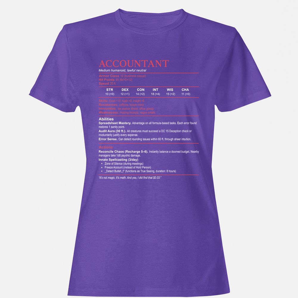 Accountant Stats Women's T-Shirt - Purple - 12