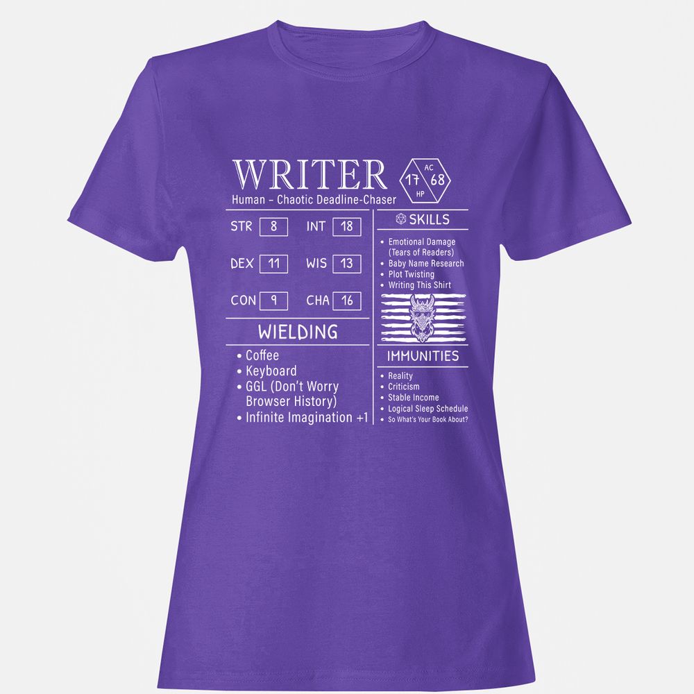 Writer Stats New Women's T-Shirt - Purple - 12