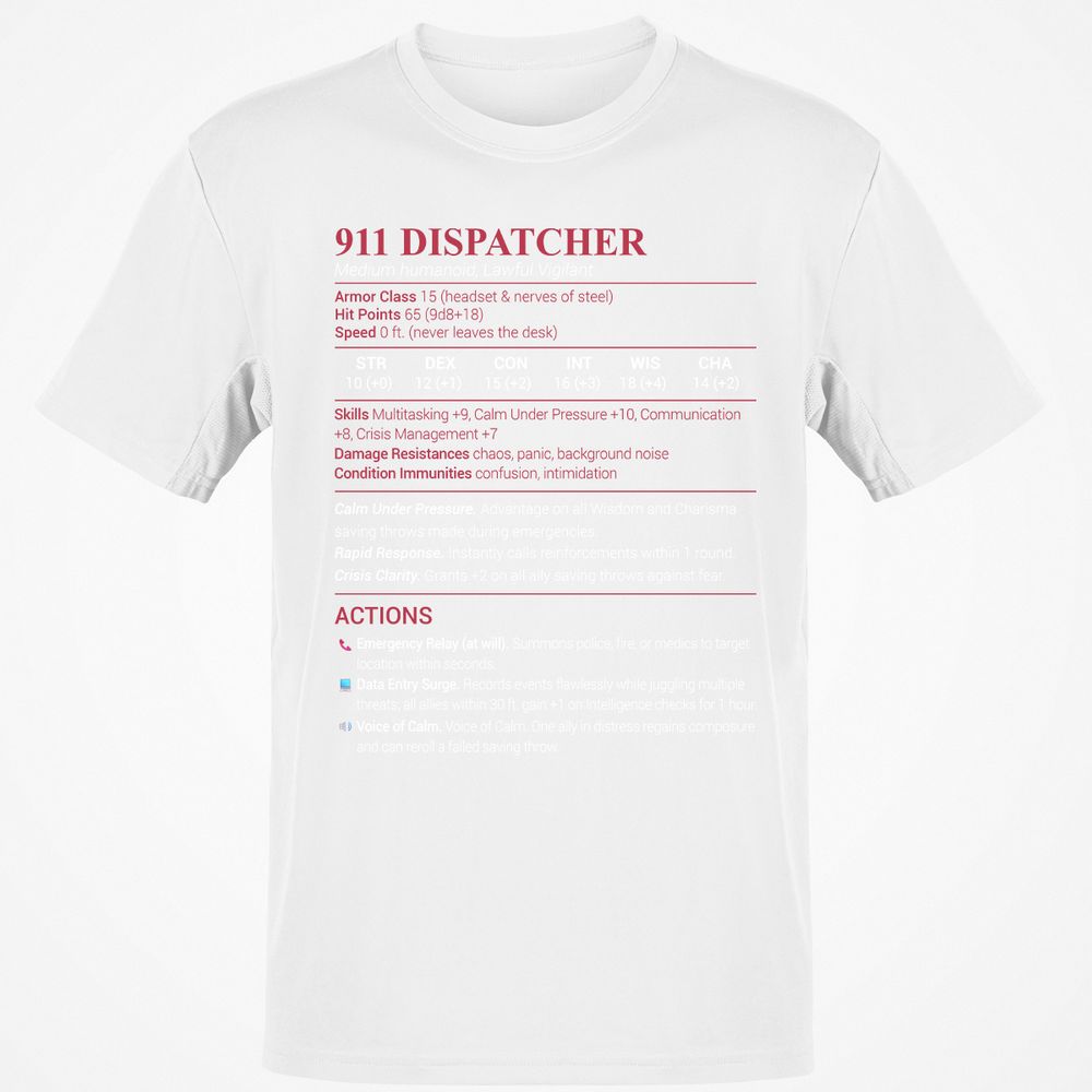 911 Dispatcher Classic Unisex T-Shirt - White - 12