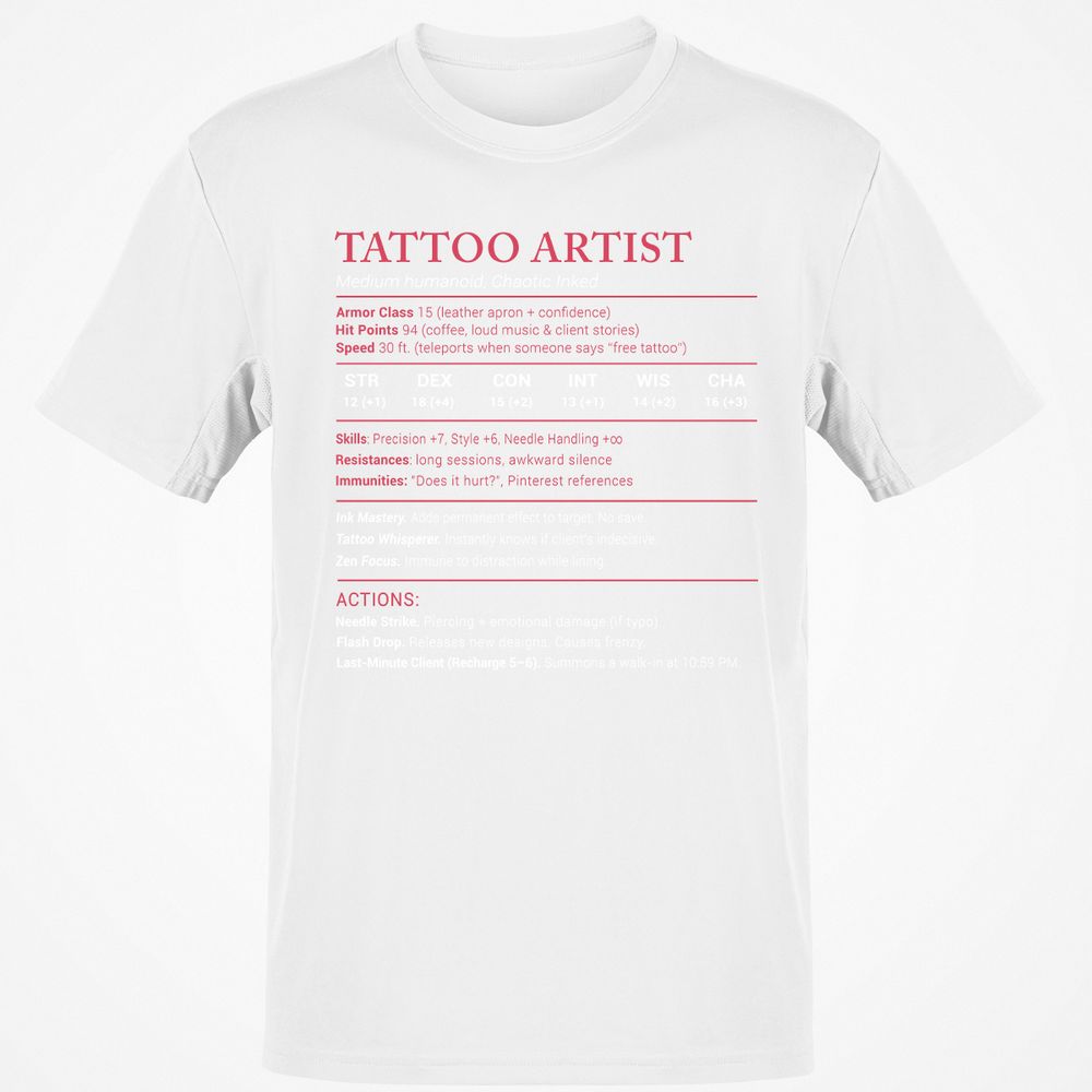 Tattoo Artist Stats Classic Unisex T-Shirt - White - 12