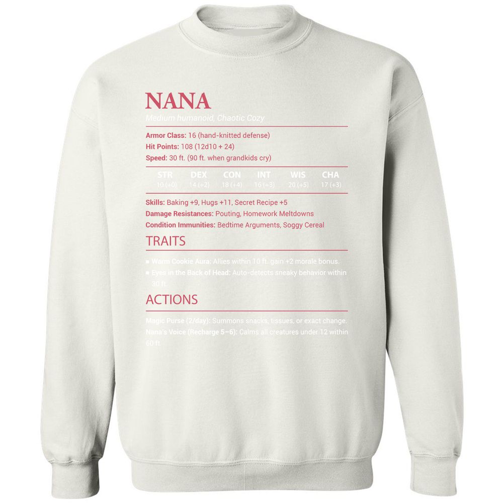 Nana Stats Classic Unisex Sweatshirt - White - 12