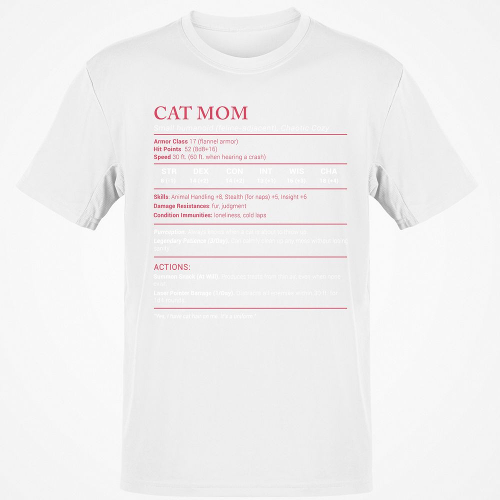 Cat Mom Stats Classic Unisex T-Shirt - White - 12