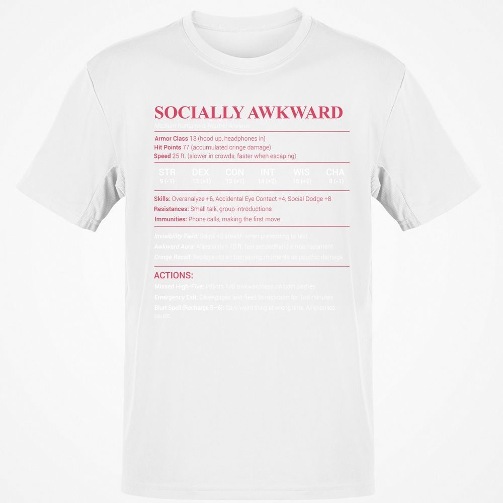 Socially Awkward Stats Classic Unisex T-Shirt - White - 12