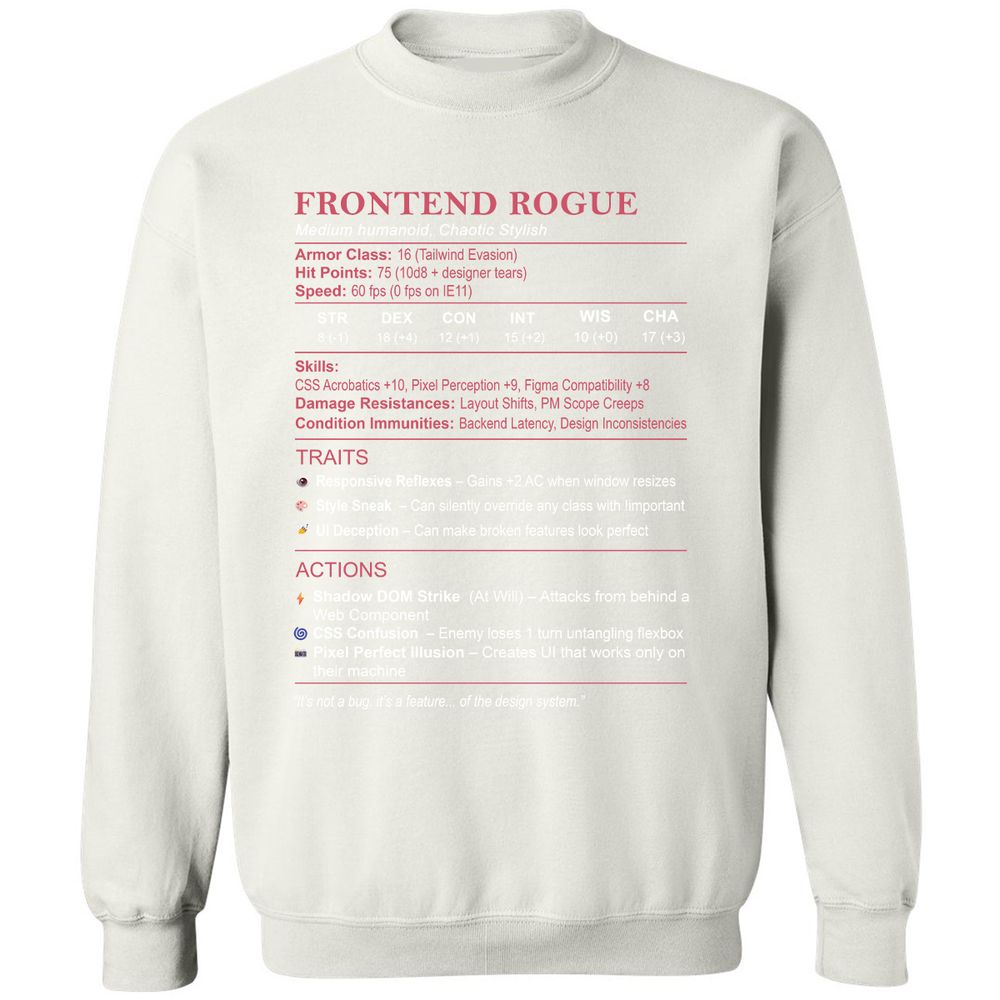 Frontend Rogue Classic Unisex Sweatshirt - White - 12