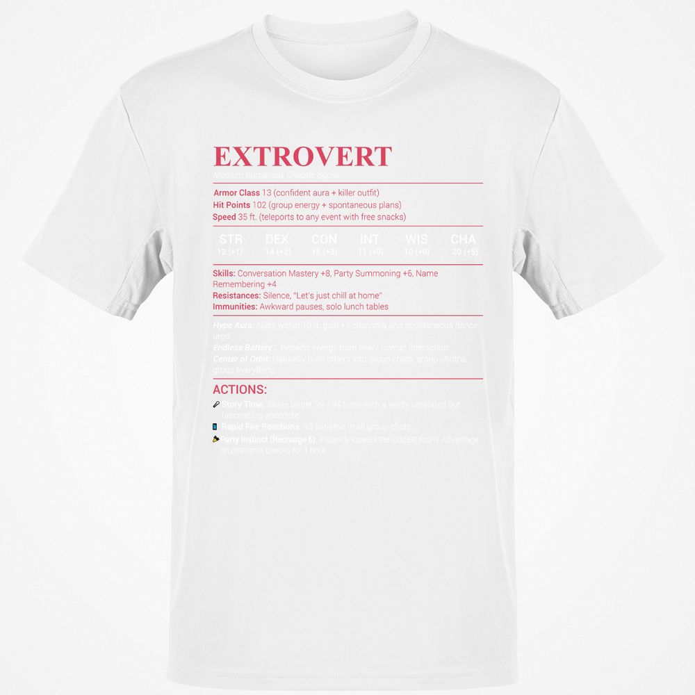 Extrovert Stats Classic Unisex T-Shirt - White - 12