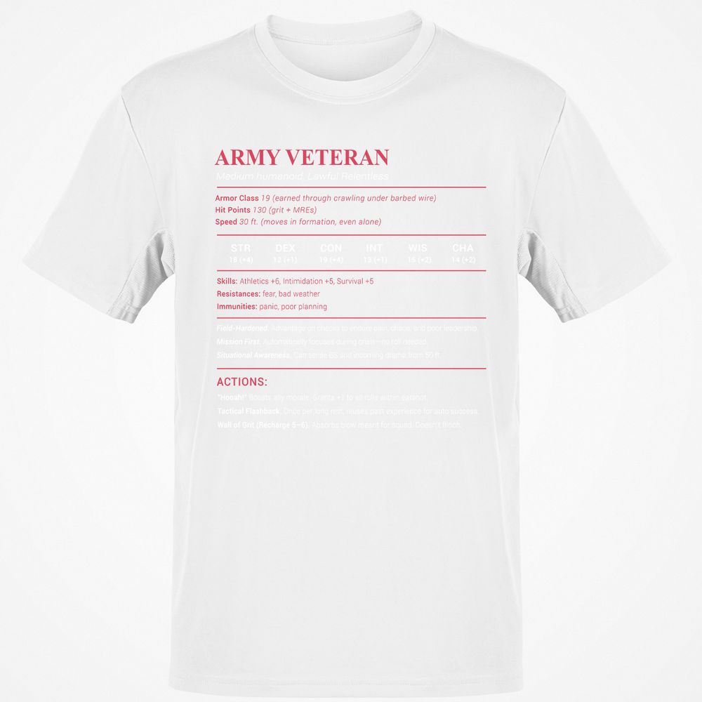 Army Veteran Classic Unisex T-Shirt - White - 12