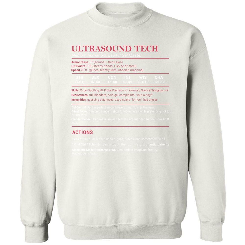 Ultrasound Tech Stats Classic Unisex Sweatshirt - White - 12
