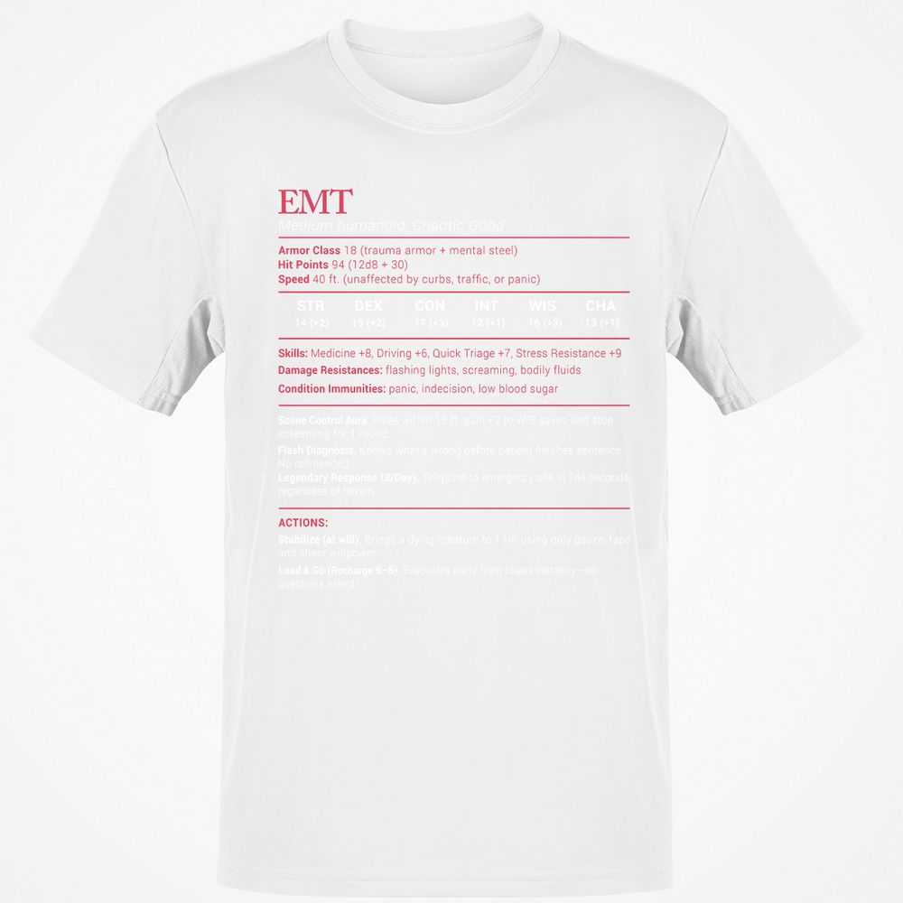 EMT Stats Classic Unisex T-Shirt - White - 12