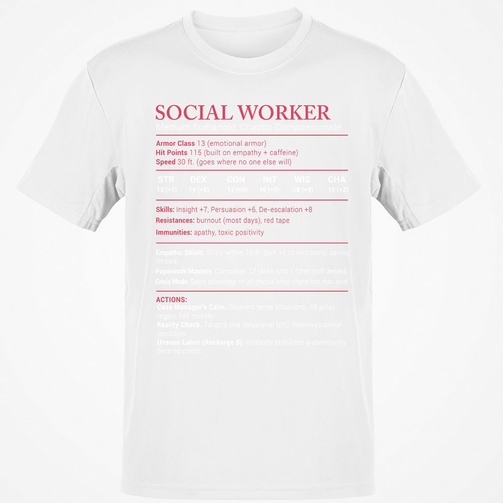 Social Worker Stats Classic Unisex T-Shirt - White - 12