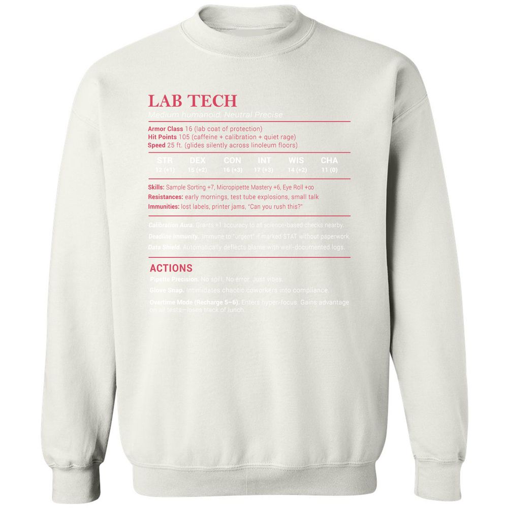 Lab Tech Stats Classic Unisex Sweatshirt - White - 12