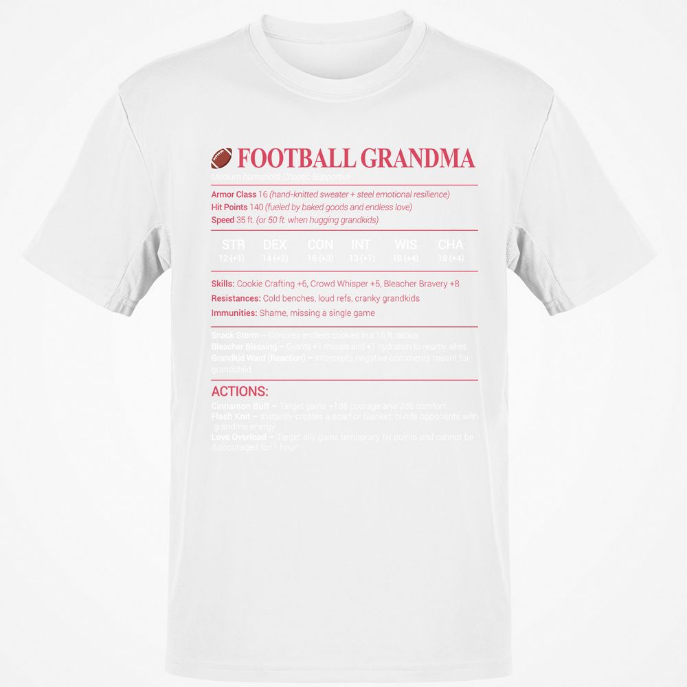 Football Grandma Classic Unisex T-Shirt - White - 12