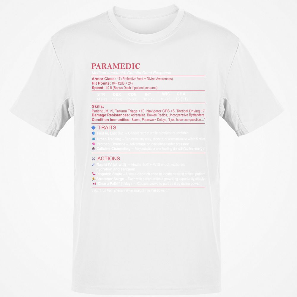 Paramedic Stats Classic Unisex T-Shirt - White - 12