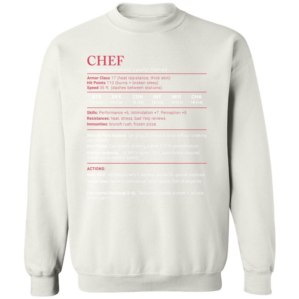 Chef Stats Classic Unisex Sweatshirt - White - 12