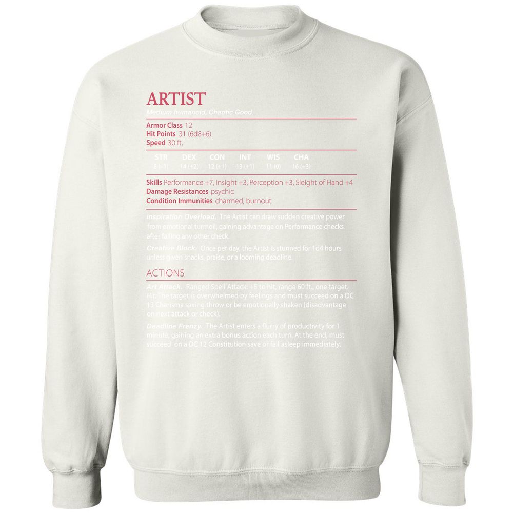 Artist Stats Classic Unisex Sweatshirt - White - 12