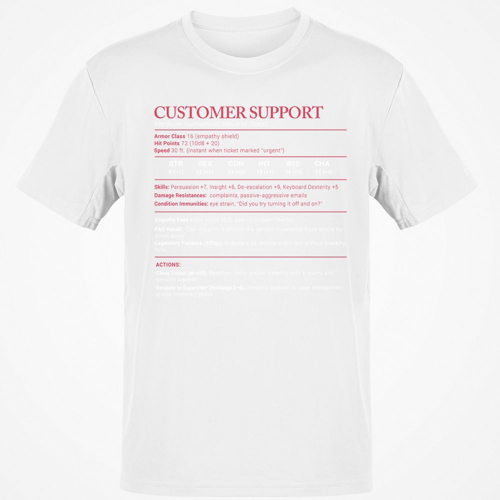 Customer Support Stats Classic Unisex T-Shirt - White - 12