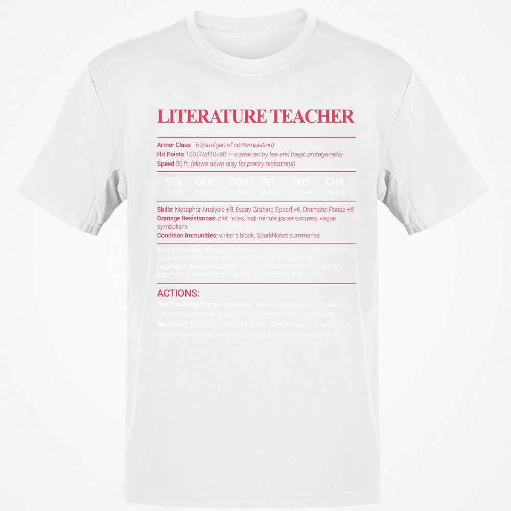 Literature Teacher Classic Unisex T-Shirt - White - 12