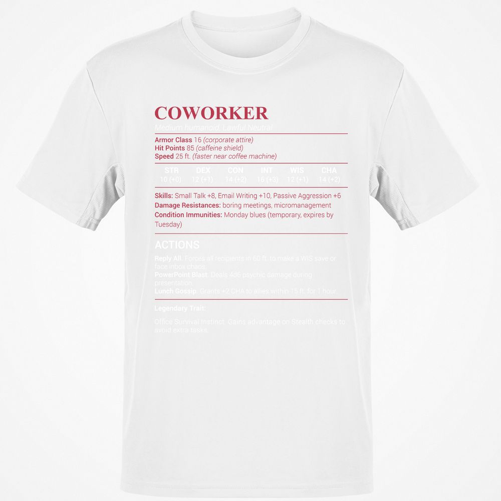 Coworker Stats Classic Unisex T-Shirt - White - 12