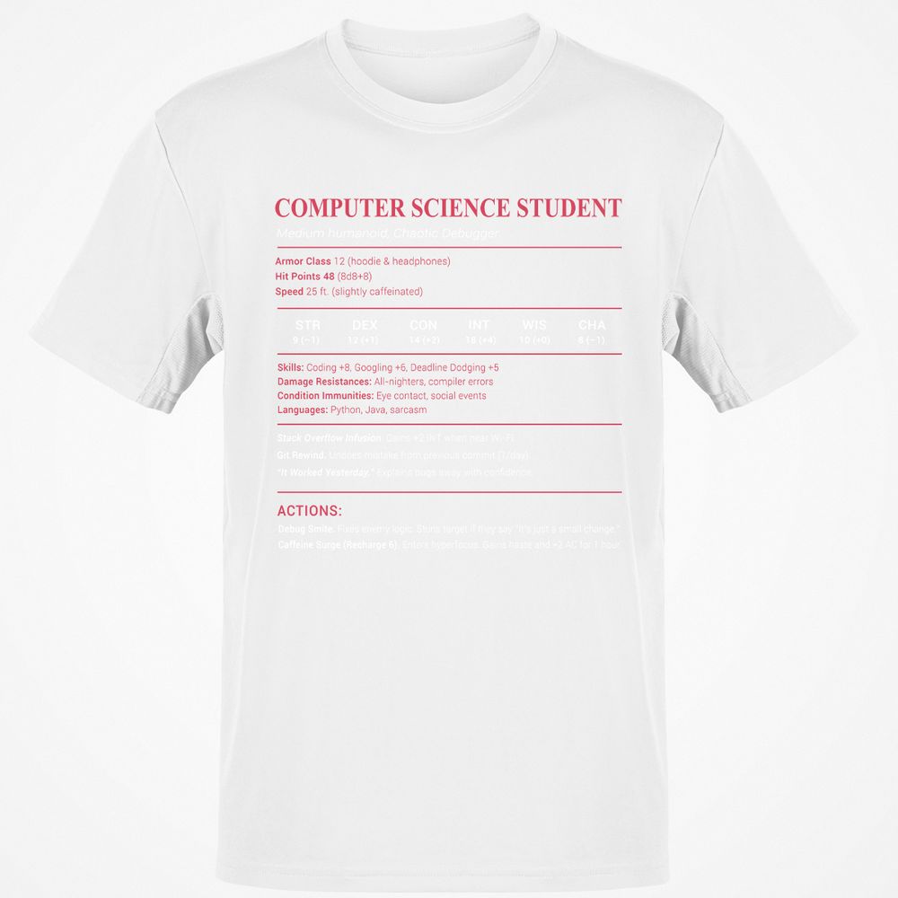 Computer Science Student Classic Unisex T-Shirt - White - 12