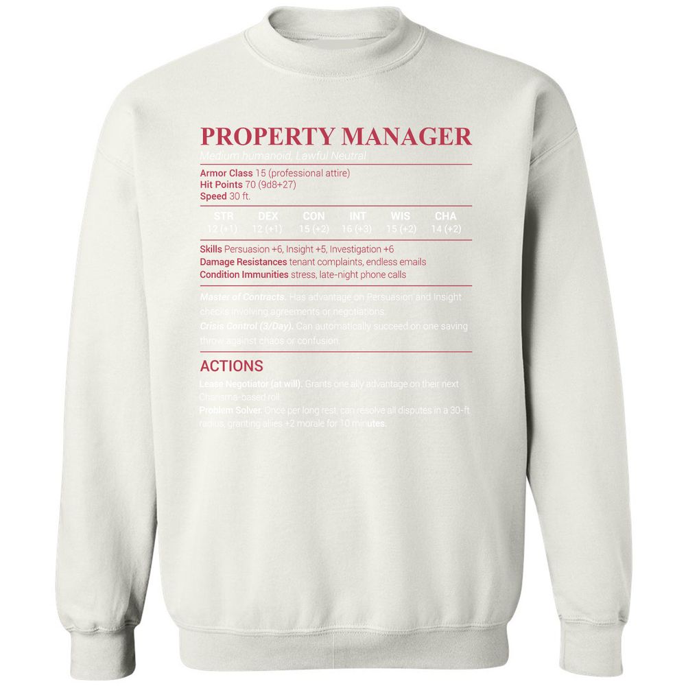 Property Manager Classic Unisex Sweatshirt - White - 12
