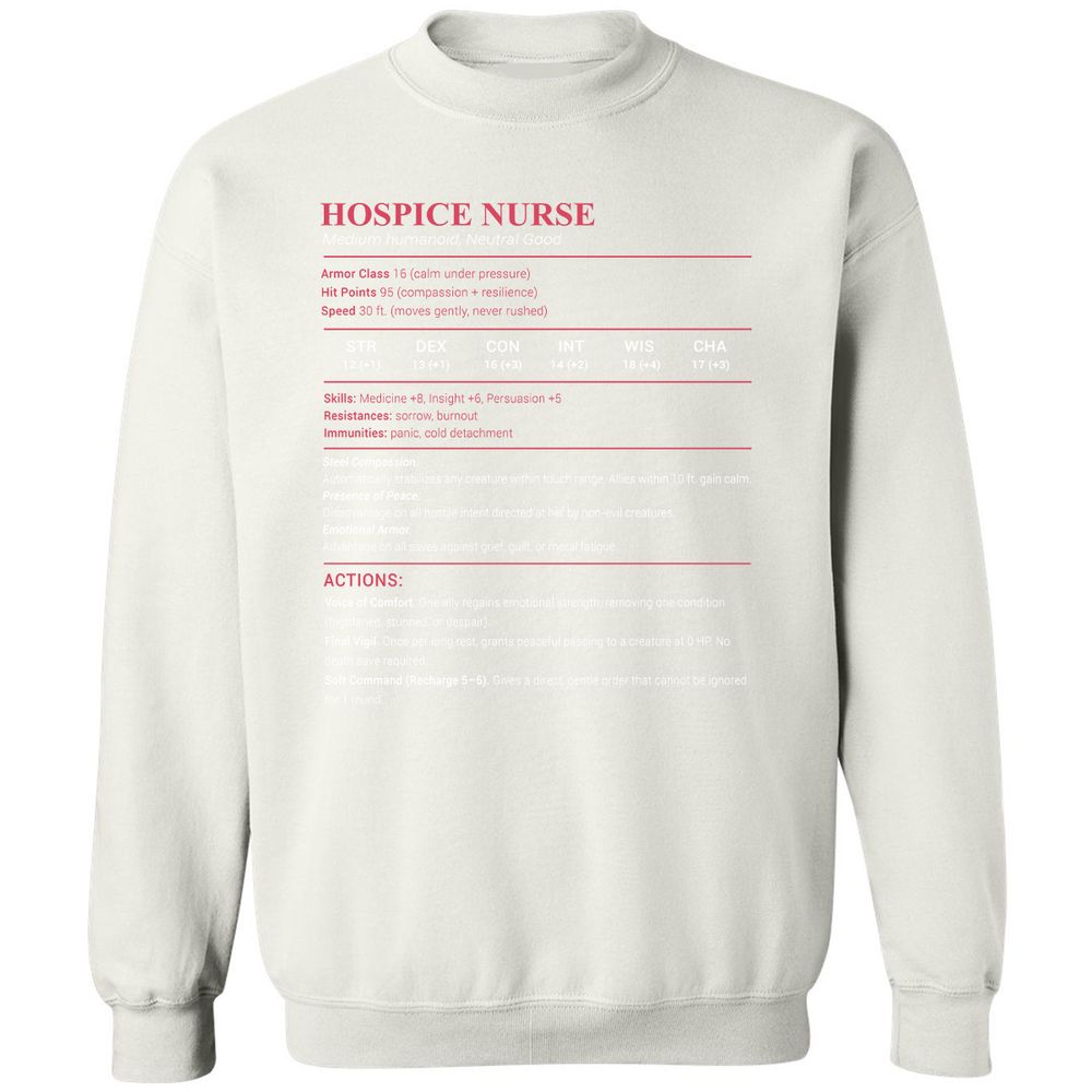 Hospice Nurse Stats Classic Unisex Sweatshirt - White - 12