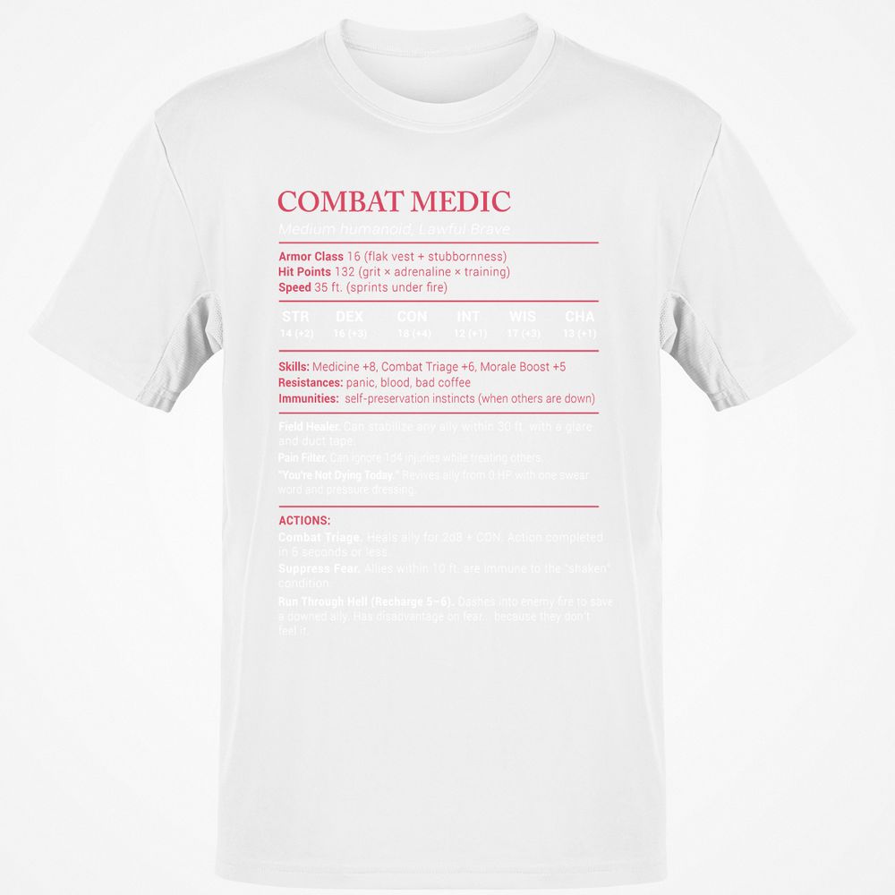Combat Medic Stats Classic Unisex T-Shirt - White - 12