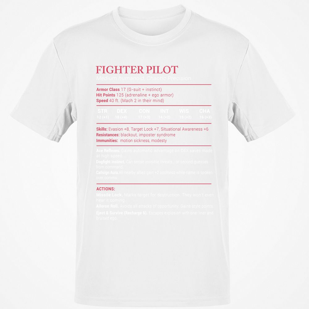 Fighter Pilot Stats Classic Unisex T-Shirt - White - 12