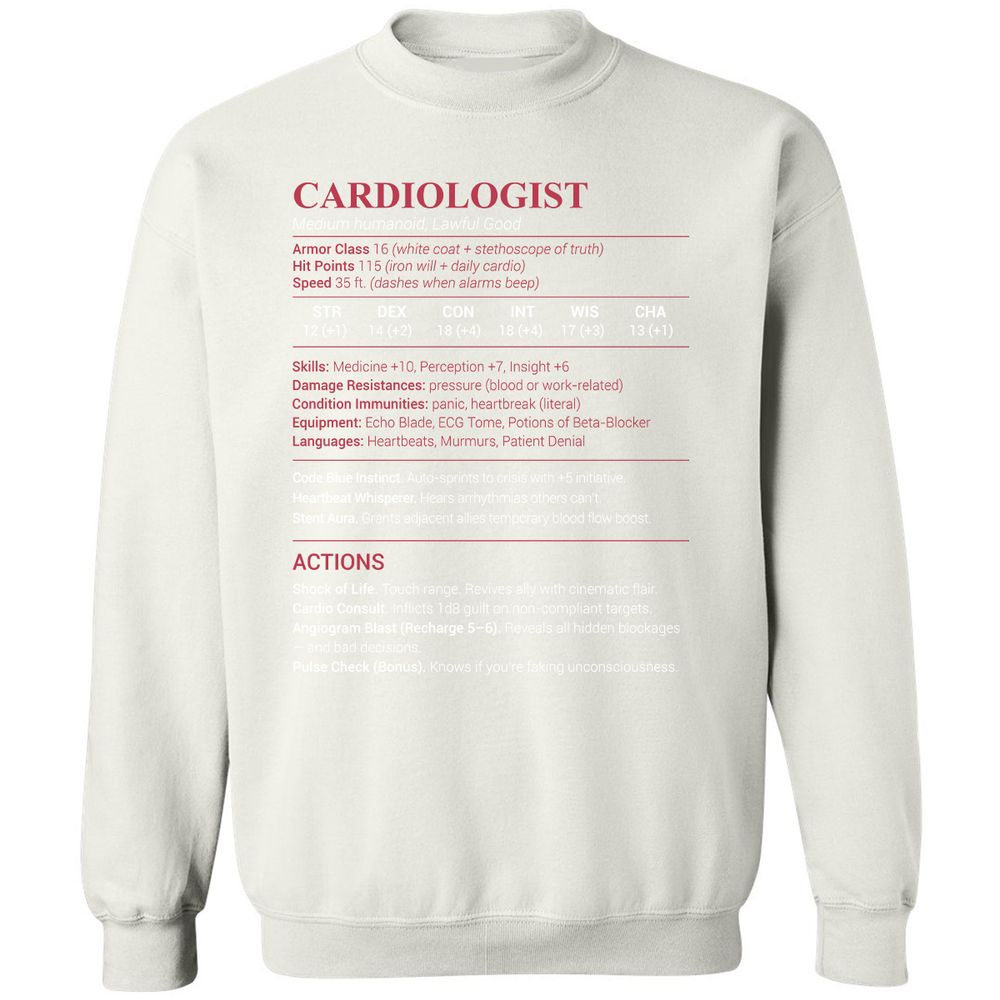 Cardiologist Stats Classic Unisex Sweatshirt - White - 12