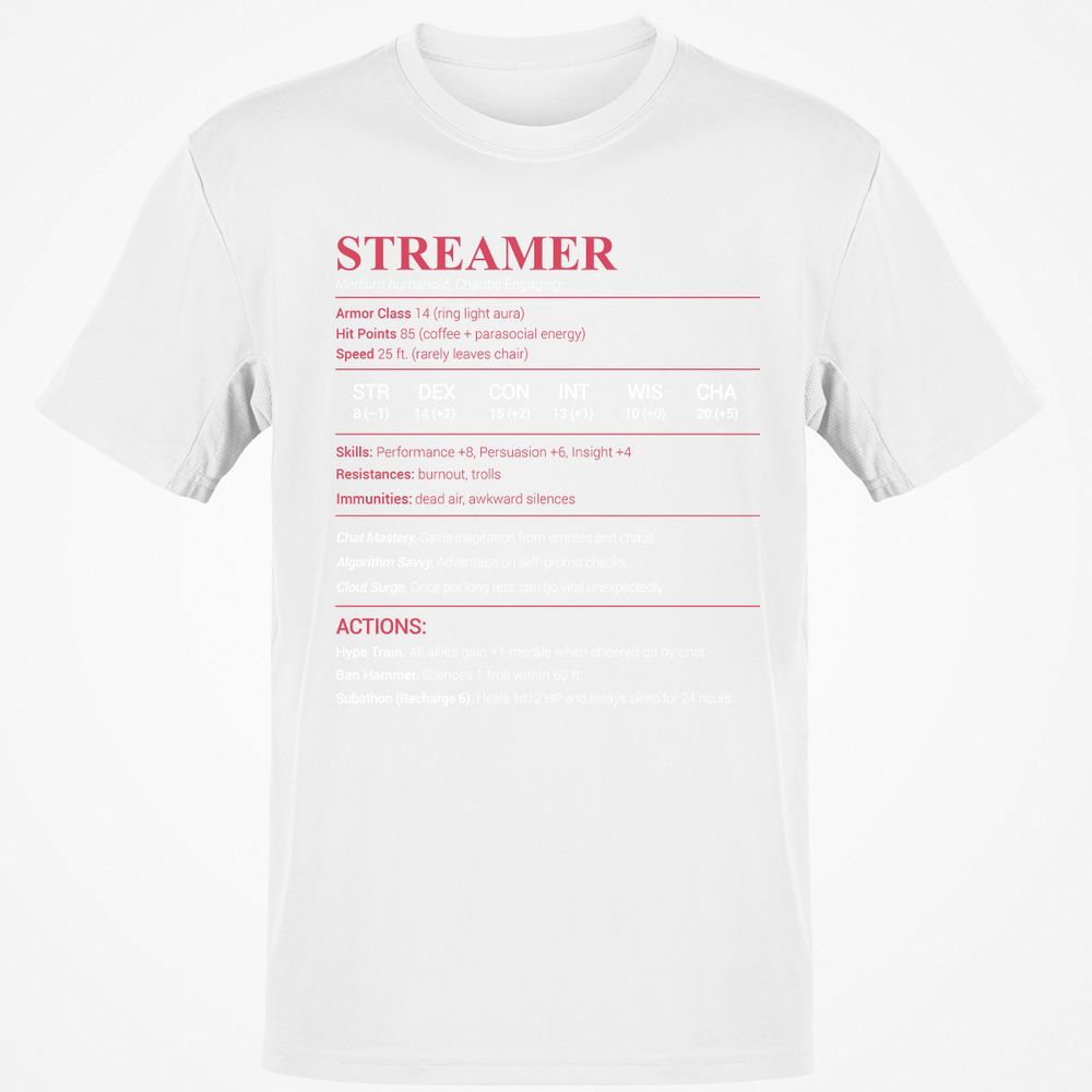 Streamer Stats Classic Unisex T-Shirt - White - 12