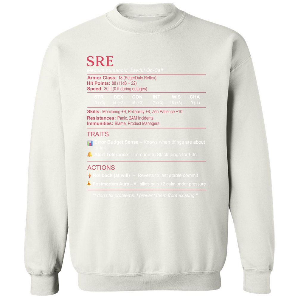 SRE Stats Classic Unisex Sweatshirt - White - 12