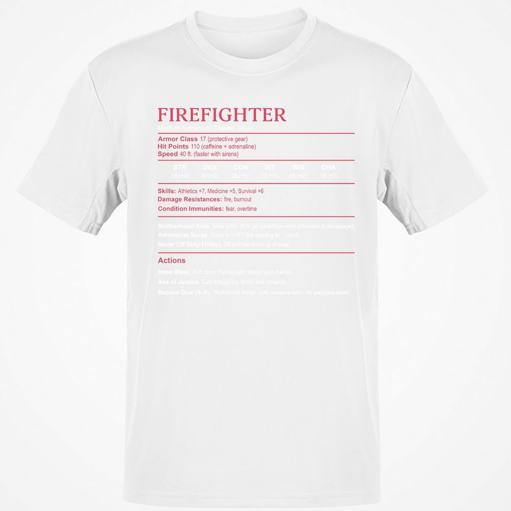 Firefighter Stats Classic Unisex T-Shirt - White - 12