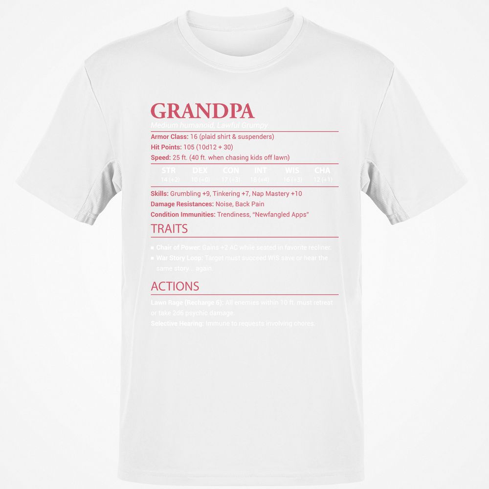 Grandpa Stats Classic Unisex T-Shirt - White - 12