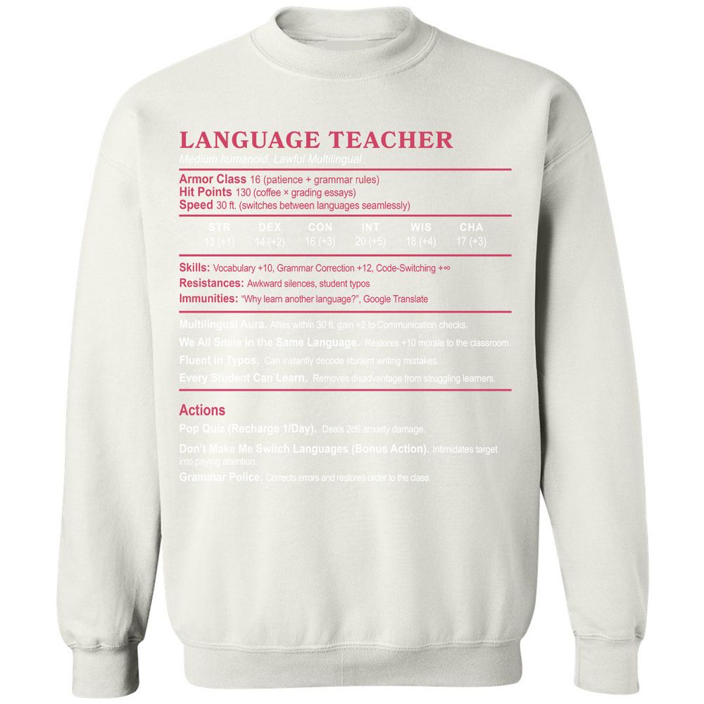 Language Teacher Classic Unisex Sweatshirt - White - 12