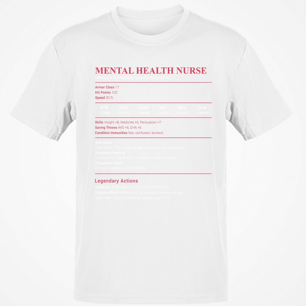 Mental Health Nurse Stats Classic Unisex T-Shirt - White - 12