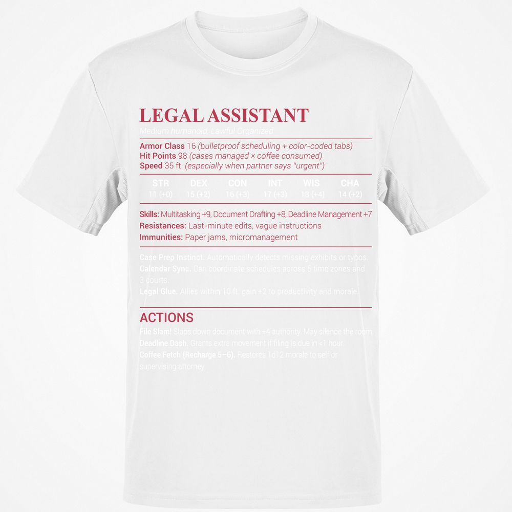 Legal Assistant Classic Unisex T-Shirt - White - 12