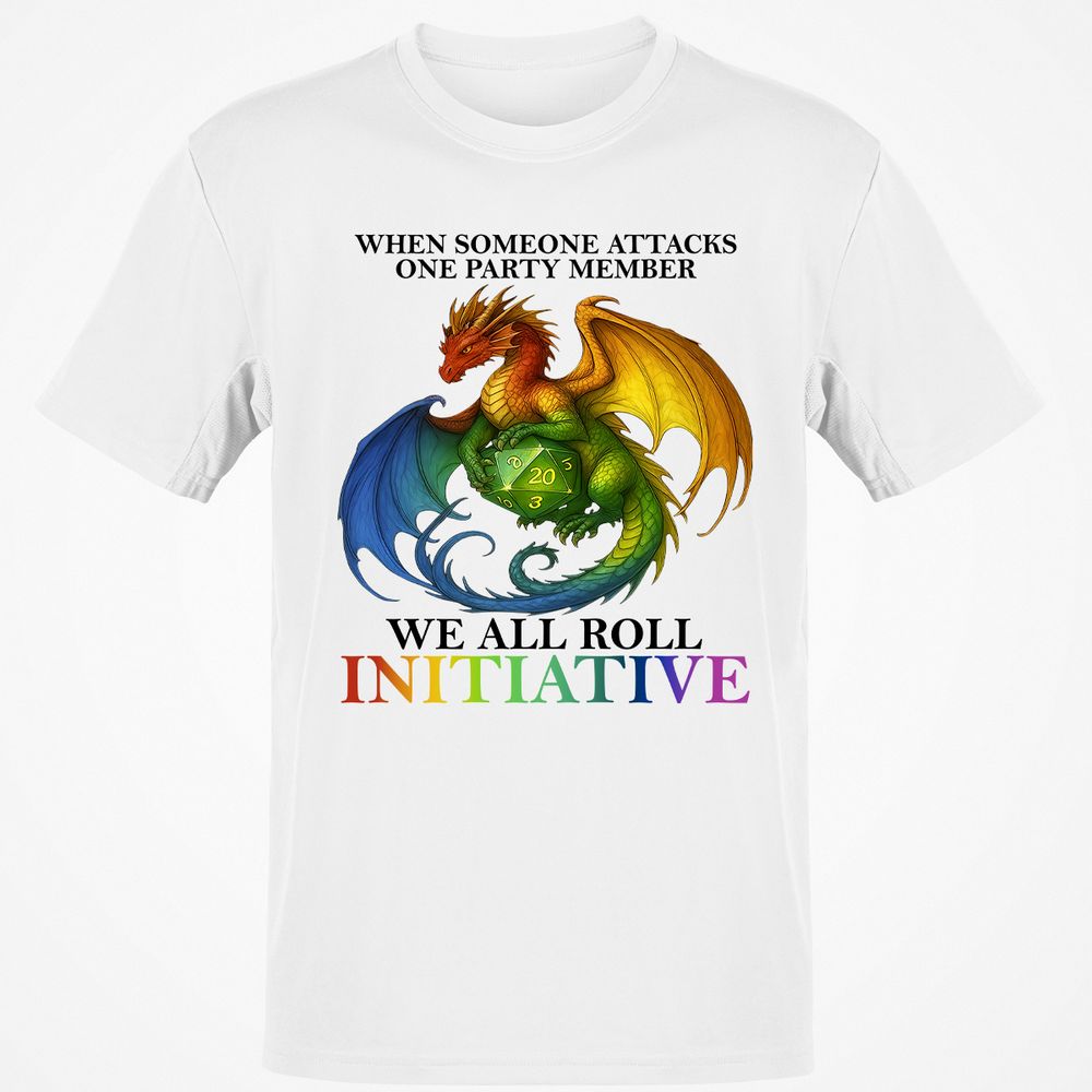Dragon We All Roll For Initiative Classic Unisex T-Shirt - White - 12
