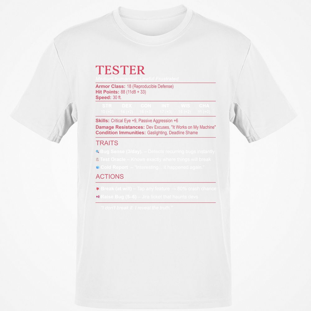 Tester Stats Classic Unisex T-Shirt - White - 12
