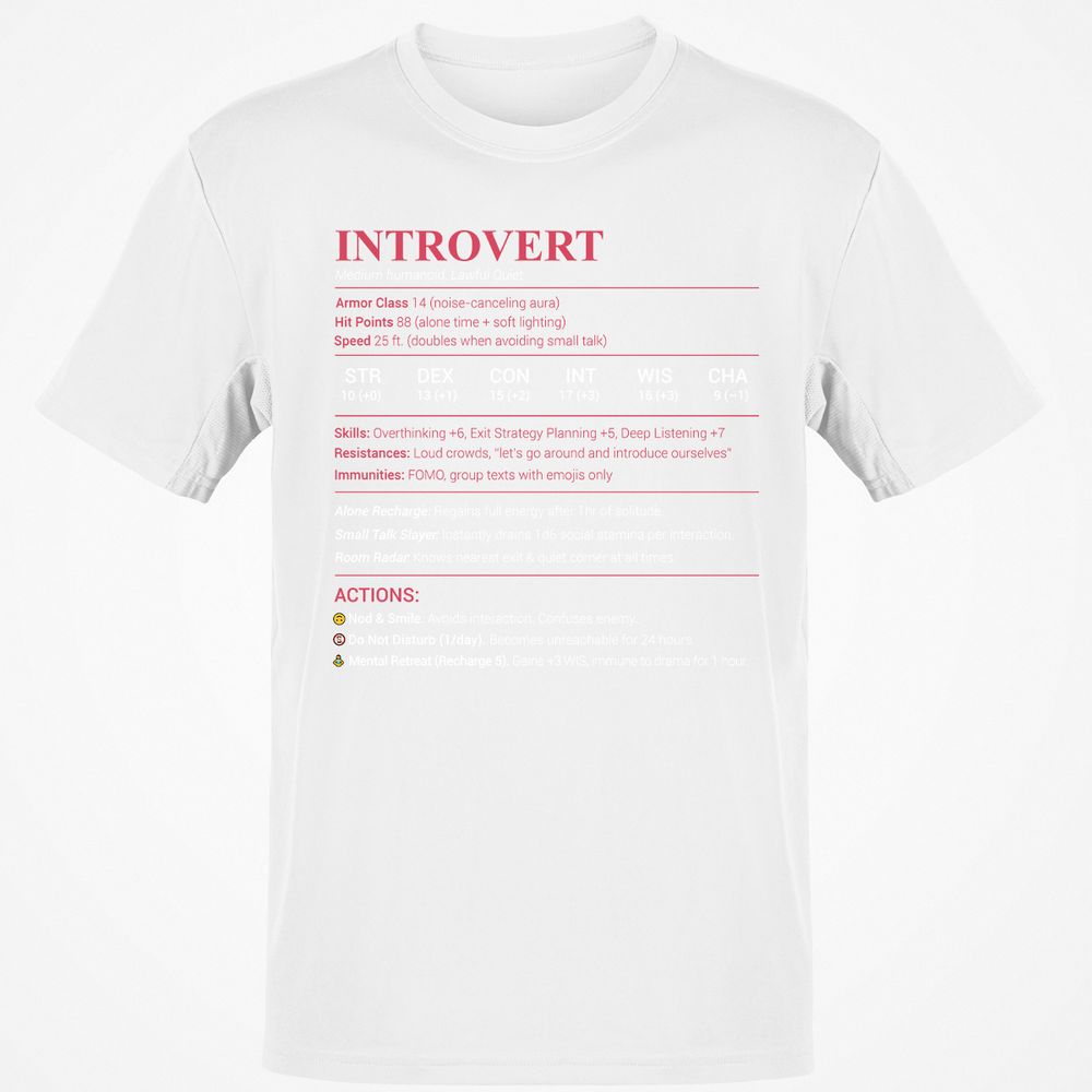 Introvert Stats Classic Unisex T-Shirt - White - 12