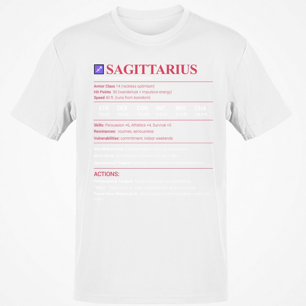 Sagittarius Stats Classic Unisex T-Shirt - White - 12