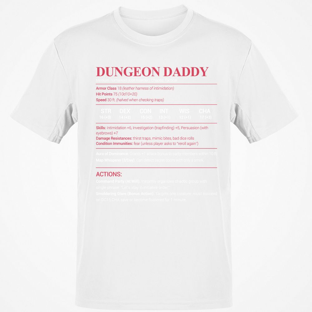 Dungeon Daddy Stats Classic Unisex T-Shirt - White - 12