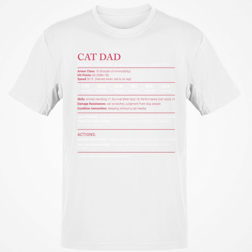 Cat Dad Stats Classic Unisex T-Shirt - White - 12