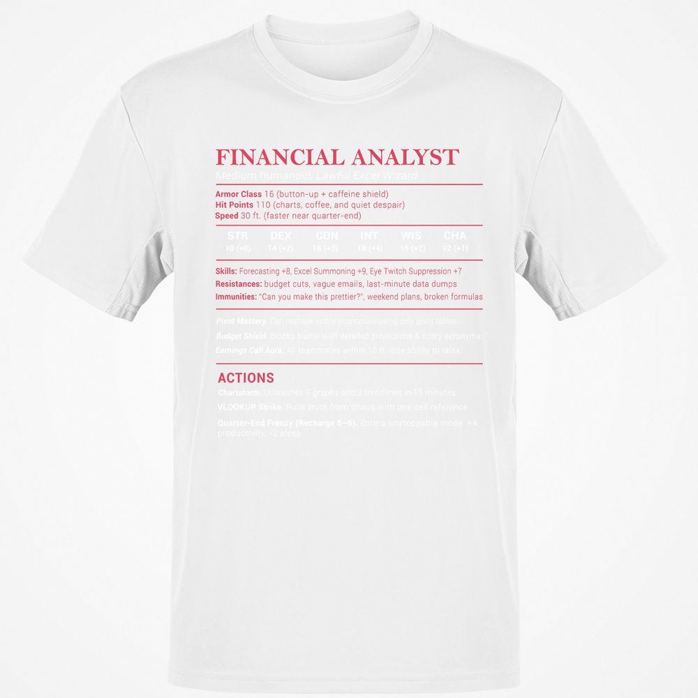 Financial Analyst Stats Classic Unisex T-Shirt - White - 12