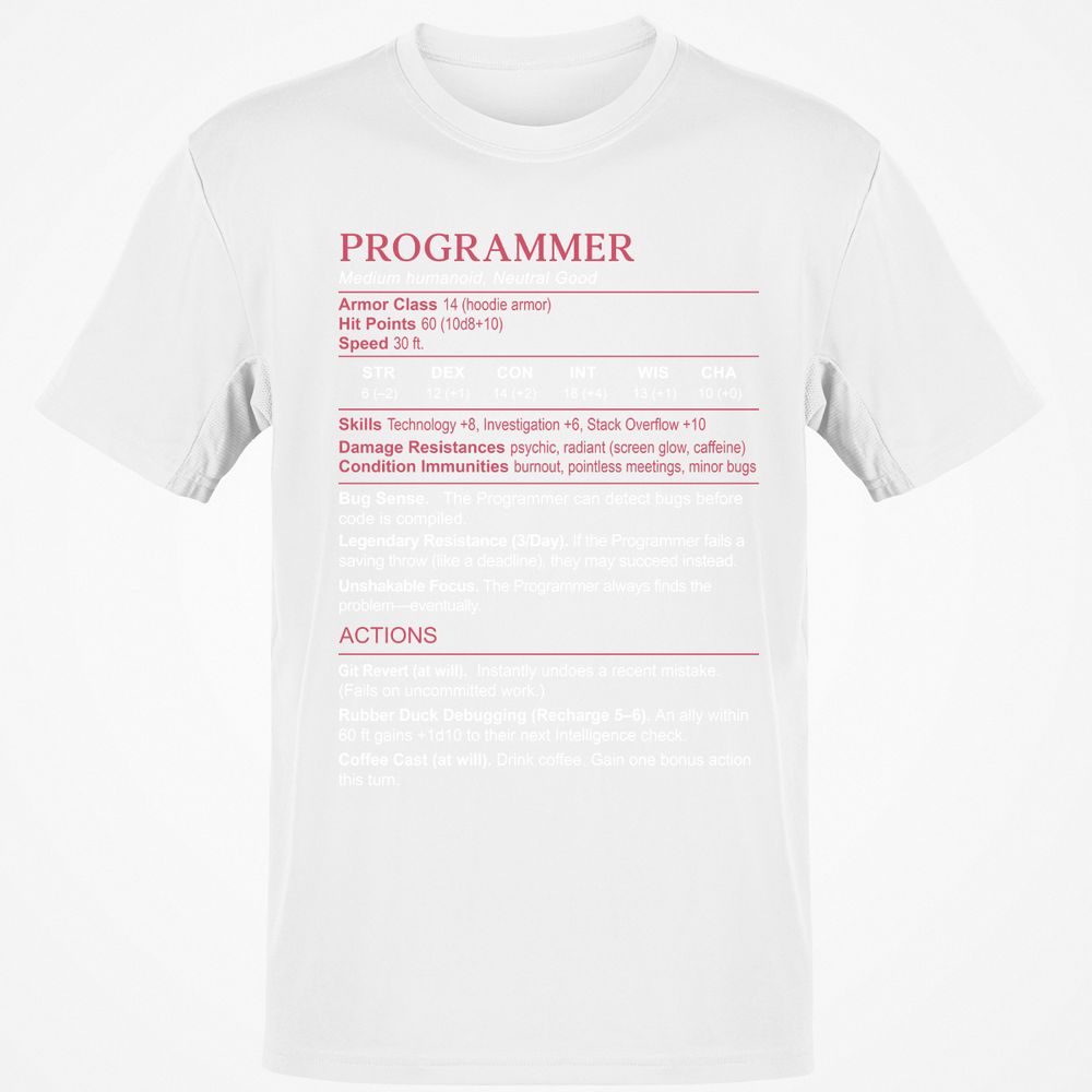 Programmer Stats Classic Unisex T-Shirt - White - 12