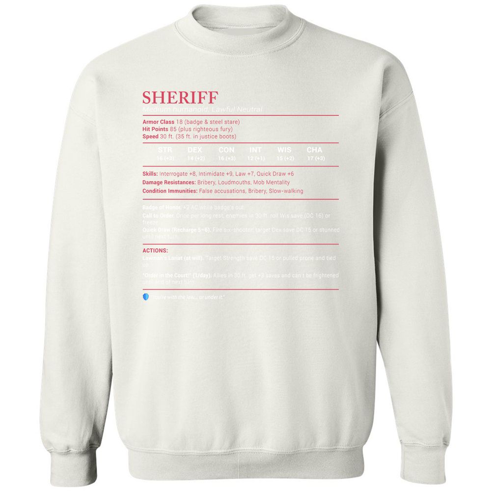 Sheriff Stats Classic Unisex Sweatshirt - White - 12