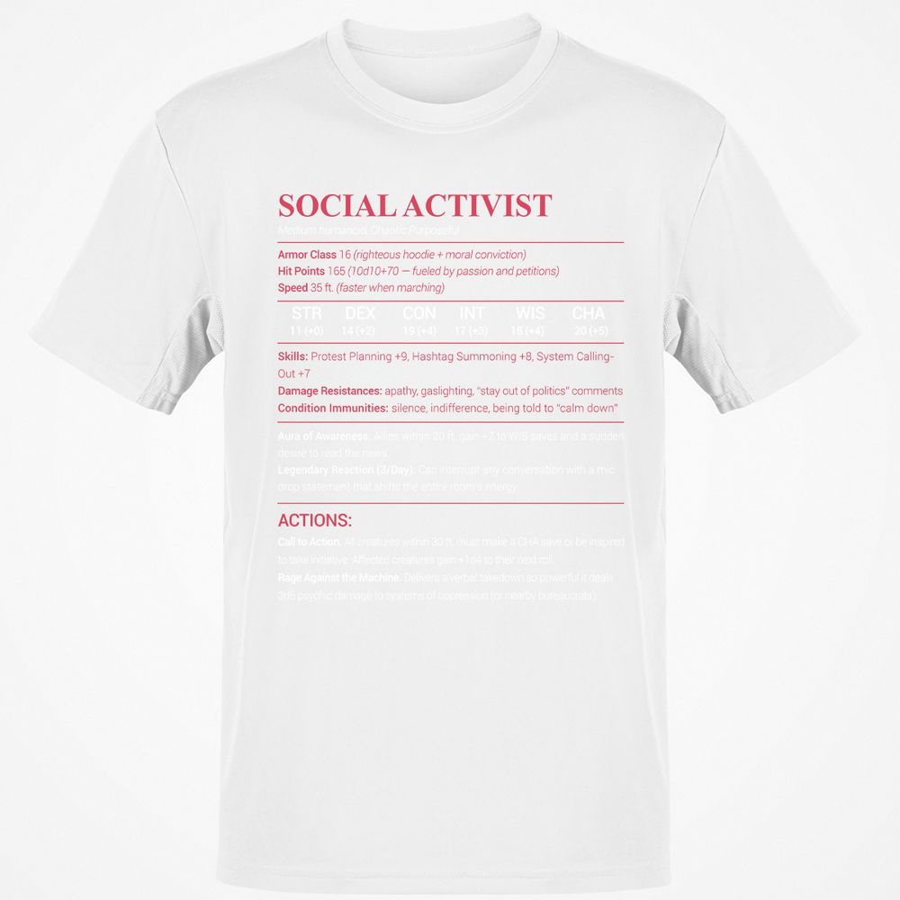Social Activist Classic Unisex T-Shirt - White - 12