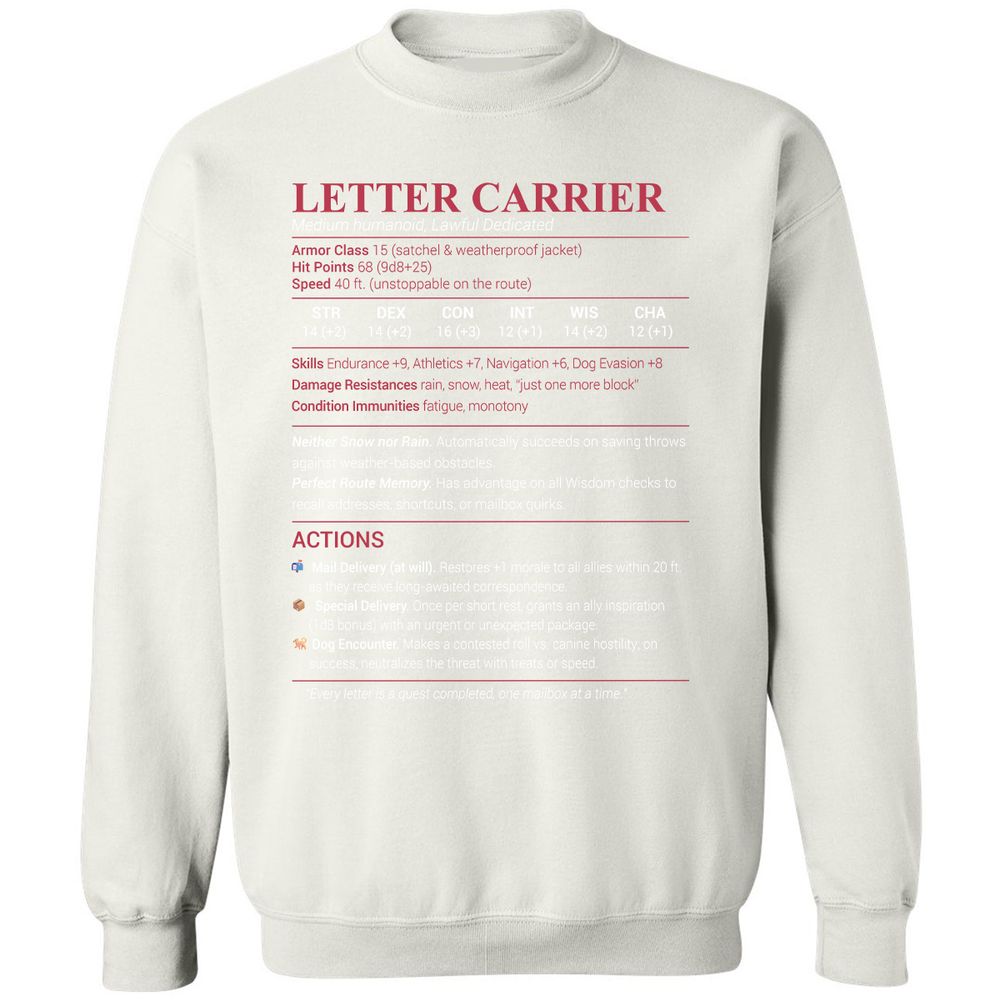 Letter Carrier Classic Unisex Sweatshirt - White - 12