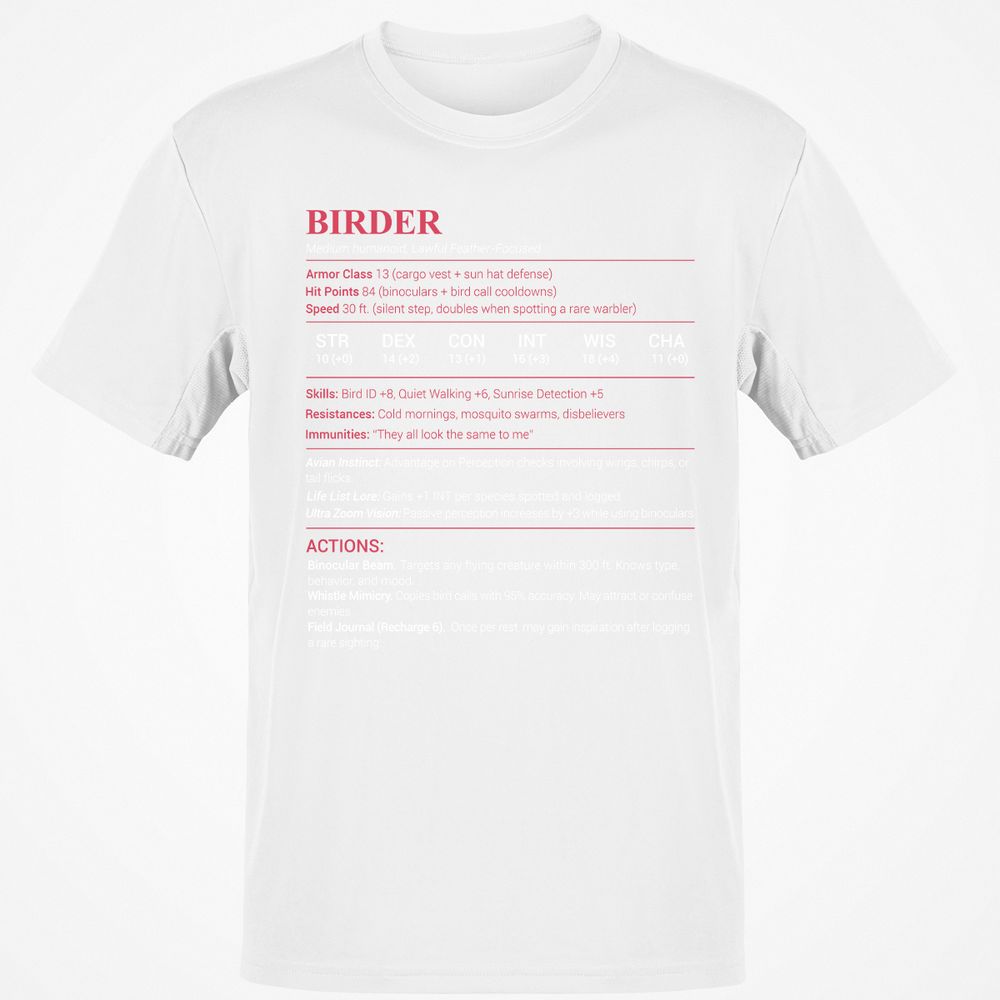 Birder Stats Classic Unisex T-Shirt - White - 12