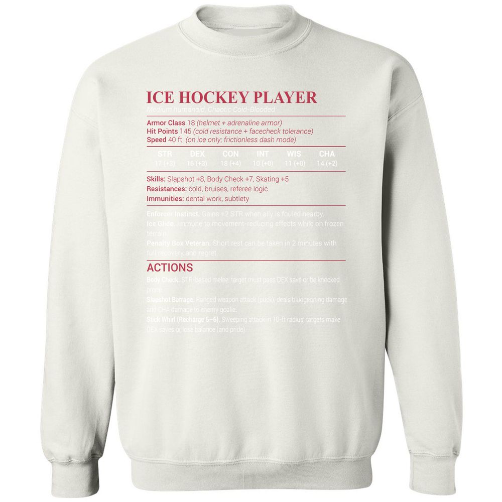 Ice Hockey Player Classic Unisex Sweatshirt - White - 12